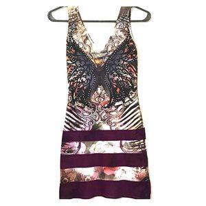 3/$20 Colorful Graphic Butterfly Bodycon Dress
